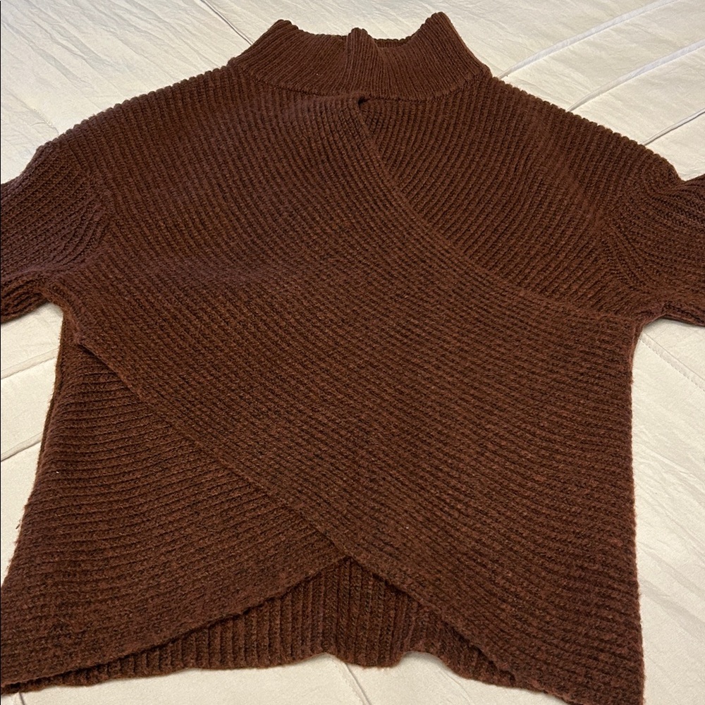 Express Chocolate Ribbed Knit Sweater - Picture 3 of 9